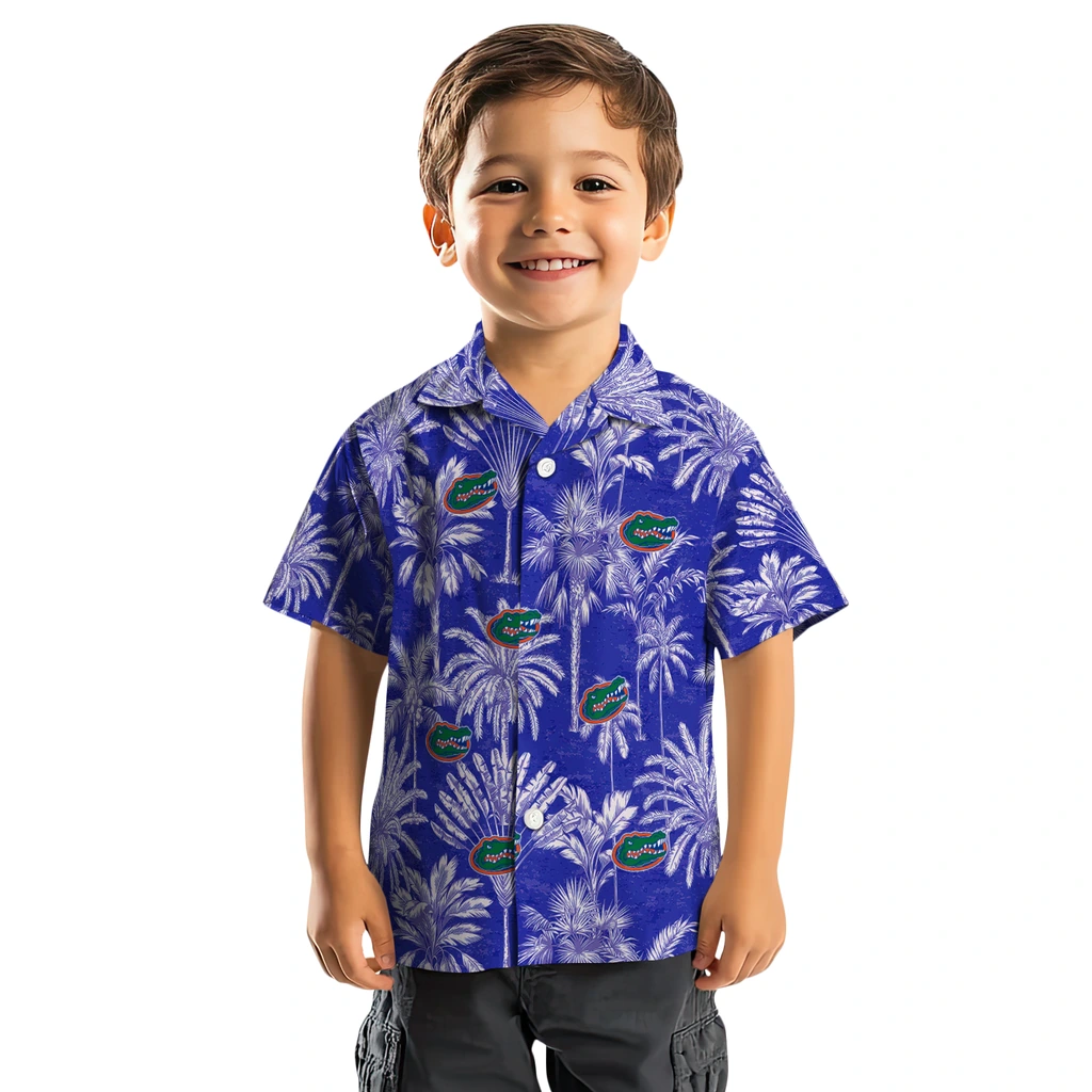 Florida Gators Hawaiian Shirt - Vintage Palm Tree florida gators palm shadows blue hawaiian shirts top rated