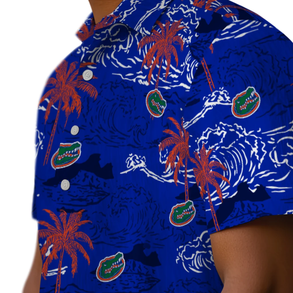 Florida Gators Hawaiian Shirt - Wave Palm florida gators wave palm blue hawaiian shirts trendy