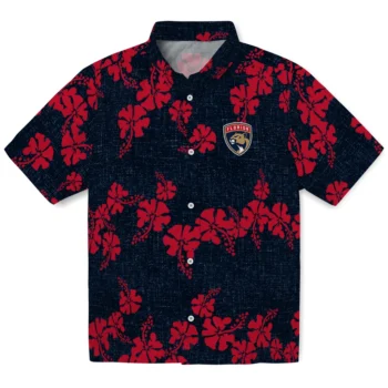 florida panthers hibiscus petals red hawaiian shirts best selling