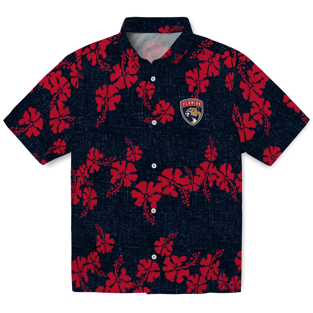 Florida Panthers Hawaiian Shirt - 50th State Flower florida panthers hibiscus petals red hawaiian shirts best selling