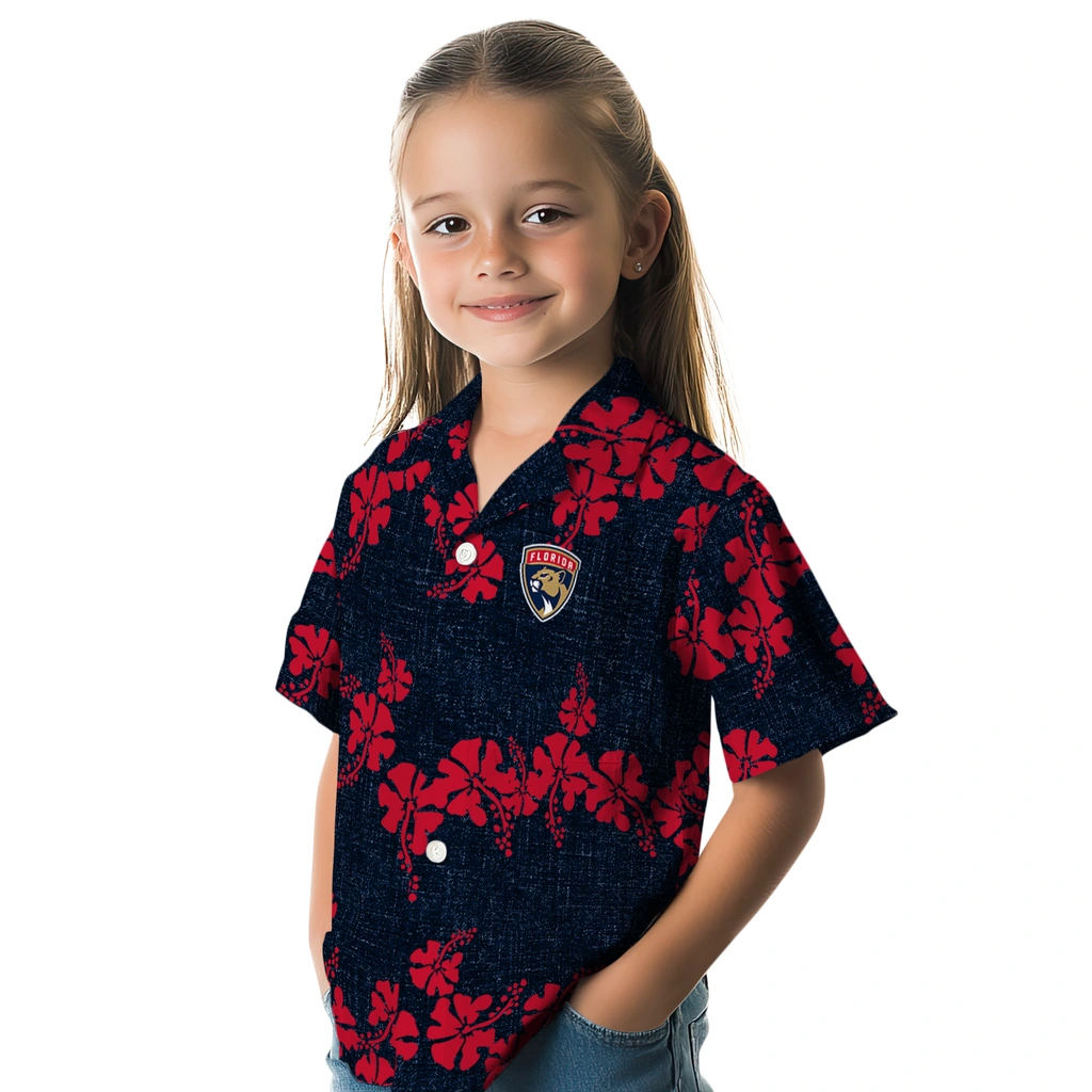 Florida Panthers Hawaiian Shirt - 50th State Flower florida panthers hibiscus petals red hawaiian shirts premium grade