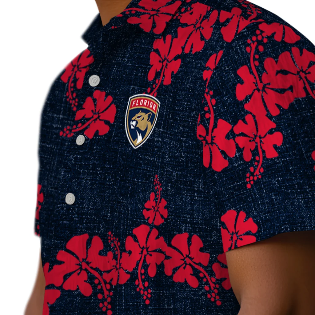 Florida Panthers Hawaiian Shirt - 50th State Flower florida panthers hibiscus petals red hawaiian shirts trendy
