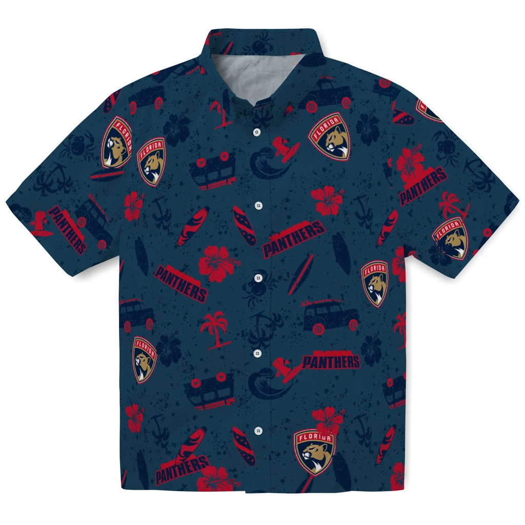 Florida Panthers Hawaiian Shirt - Beach Vibe florida panthers beach vibe navy hawaiian shirts best selling
