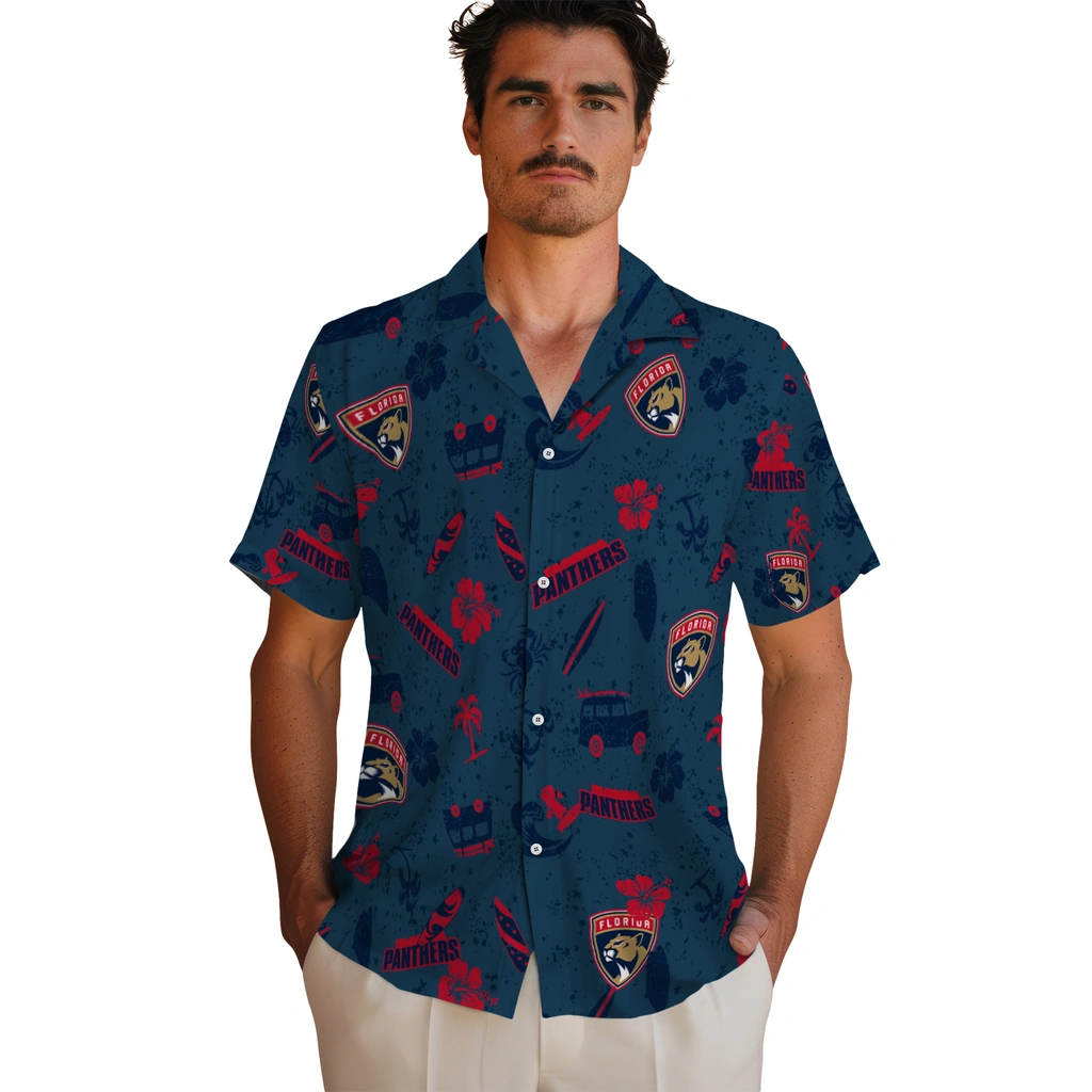 Florida Panthers Hawaiian Shirt - Beach Vibe florida panthers beach vibe navy hawaiian shirts fashion forward