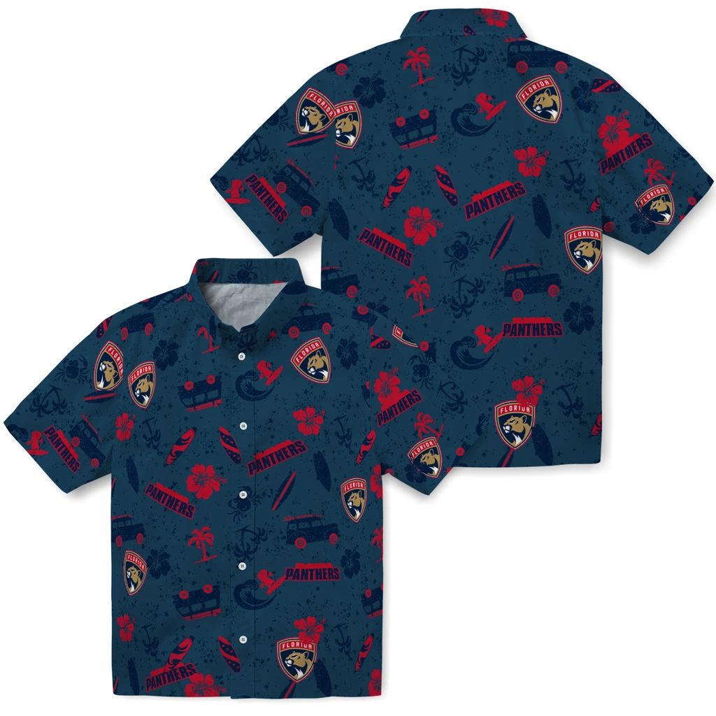 Florida Panthers Hawaiian Shirt - Beach Vibe florida panthers beach vibe navy hawaiian shirts high quality