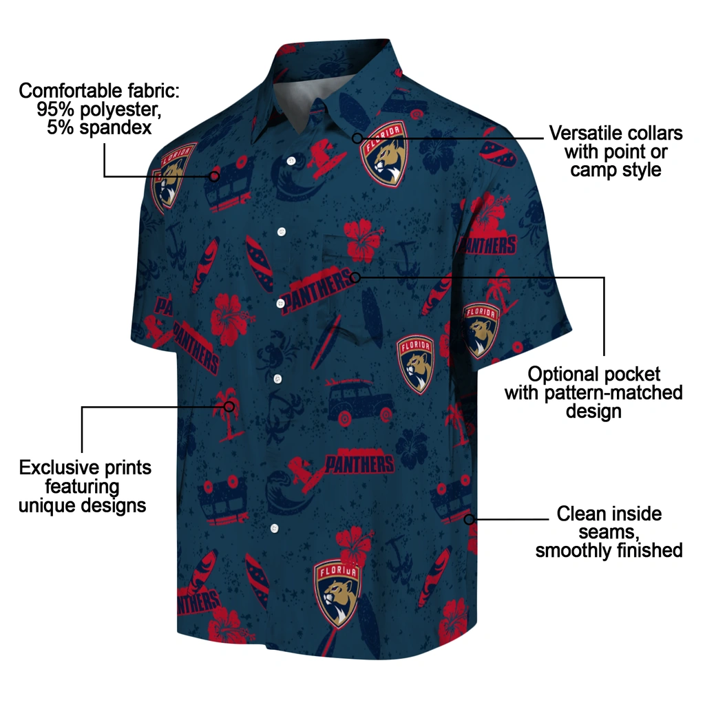 Florida Panthers Hawaiian Shirt - Beach Vibe florida panthers beach vibe navy hawaiian shirts new arrival