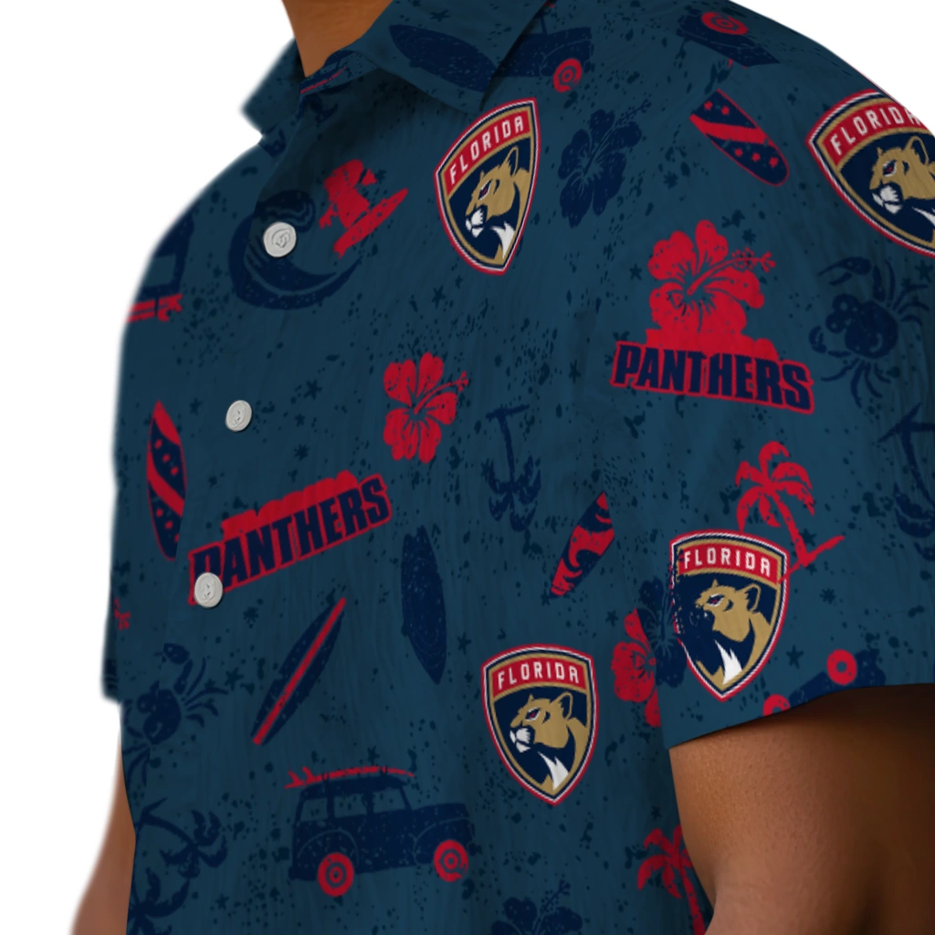 Florida Panthers Hawaiian Shirt - Beach Vibe florida panthers beach vibe navy hawaiian shirts trendy