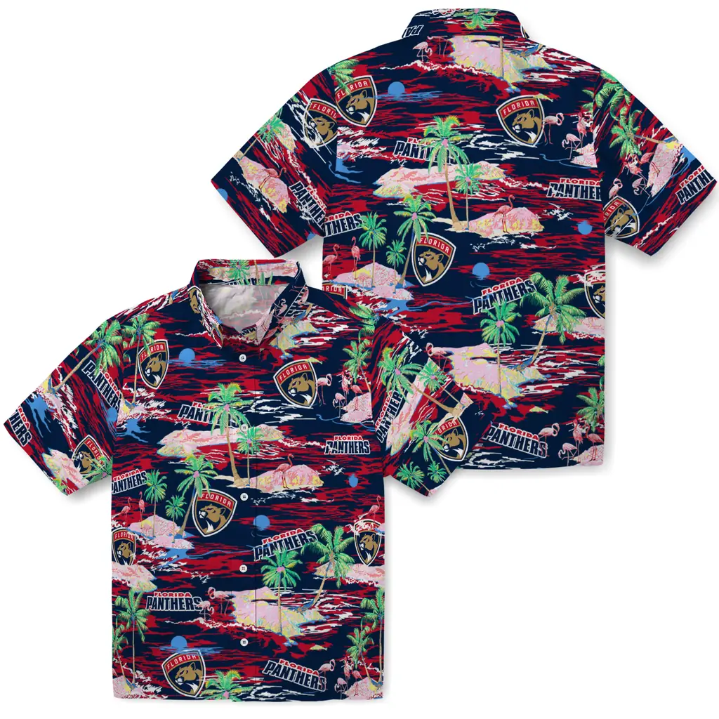 Florida Panthers Hawaiian Shirt - Hawaii Island florida panthers flamingo retreat red hawaiian shirts high quality