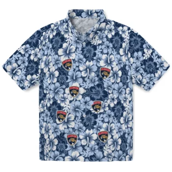 florida panthers hibiscus blooms red hawaiian shirts best selling