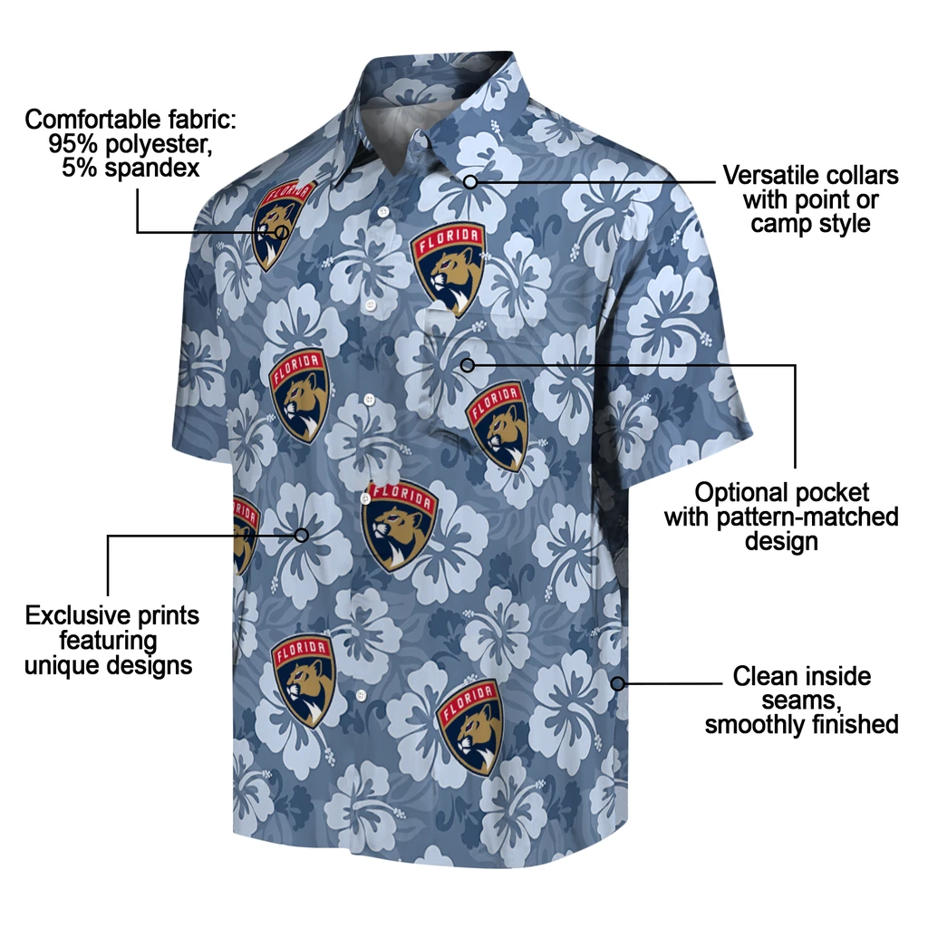 Florida Panthers Hawaiian Shirt - Hibiscus Cluster florida panthers hibiscus cluster red hawaiian shirts new arrival