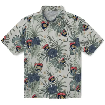 florida panthers hibiscus designs beige hawaiian shirts best selling