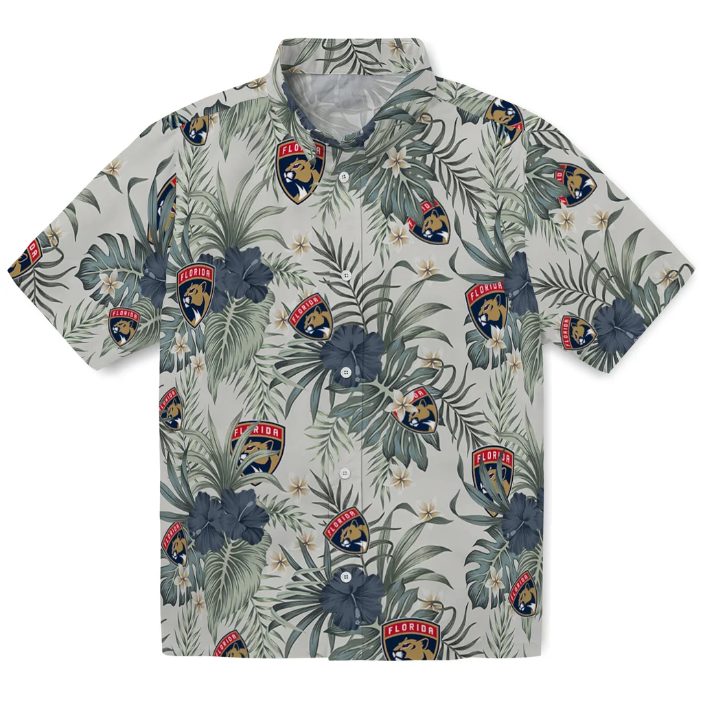 Florida Panthers Hawaiian Shirt - Hibiscus Designs florida panthers hibiscus designs beige hawaiian shirts best selling
