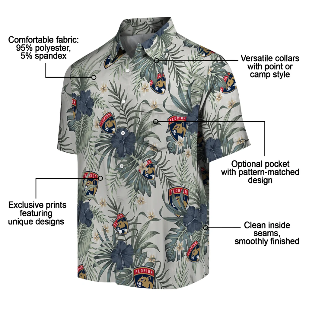 Florida Panthers Hawaiian Shirt - Hibiscus Designs florida panthers hibiscus designs beige hawaiian shirts new arrival
