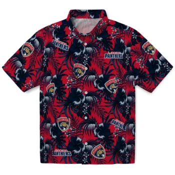florida panthers hibiscus exotic red hawaiian shirts best selling