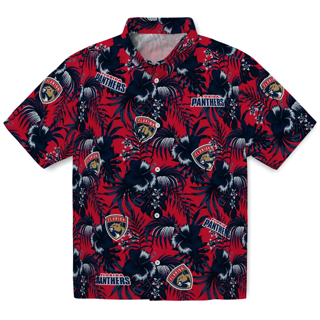 Florida Panthers Hawaiian Shirt - Hibiscus Exotic florida panthers hibiscus exotic red hawaiian shirts best selling
