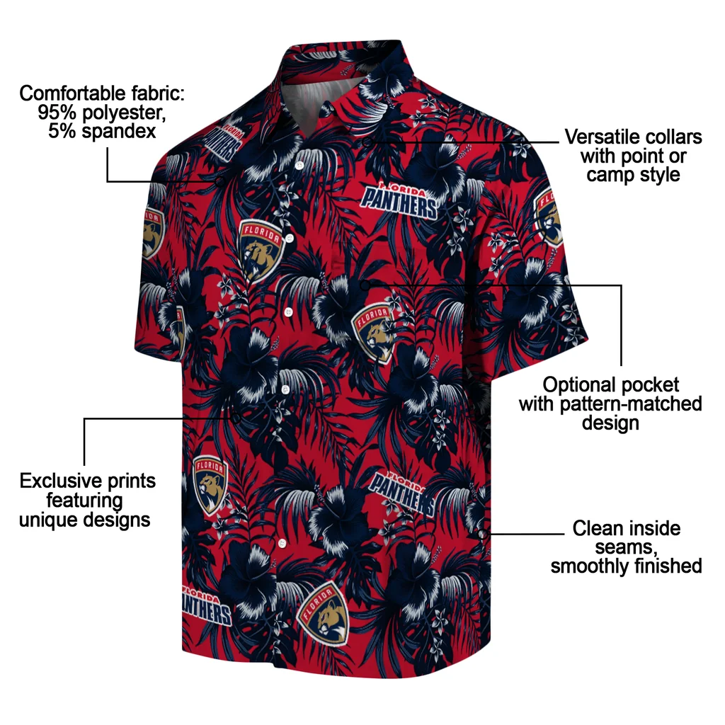 Florida Panthers Hawaiian Shirt - Hibiscus Exotic florida panthers hibiscus exotic red hawaiian shirts new arrival