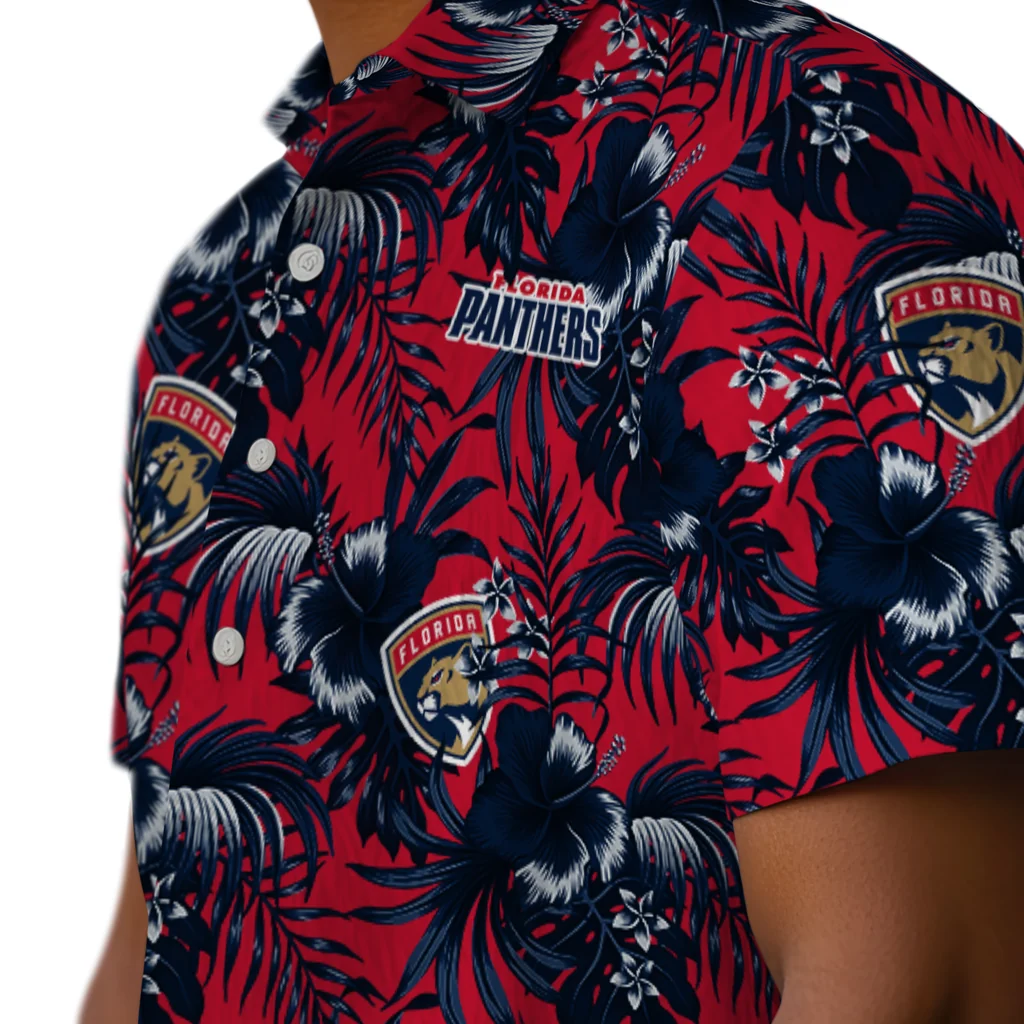 Florida Panthers Hawaiian Shirt - Hibiscus Exotic florida panthers hibiscus exotic red hawaiian shirts trendy