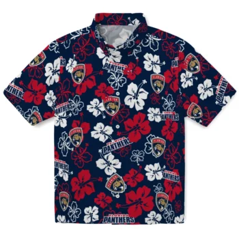 florida panthers hibiscus bloom red hawaiian shirts best selling