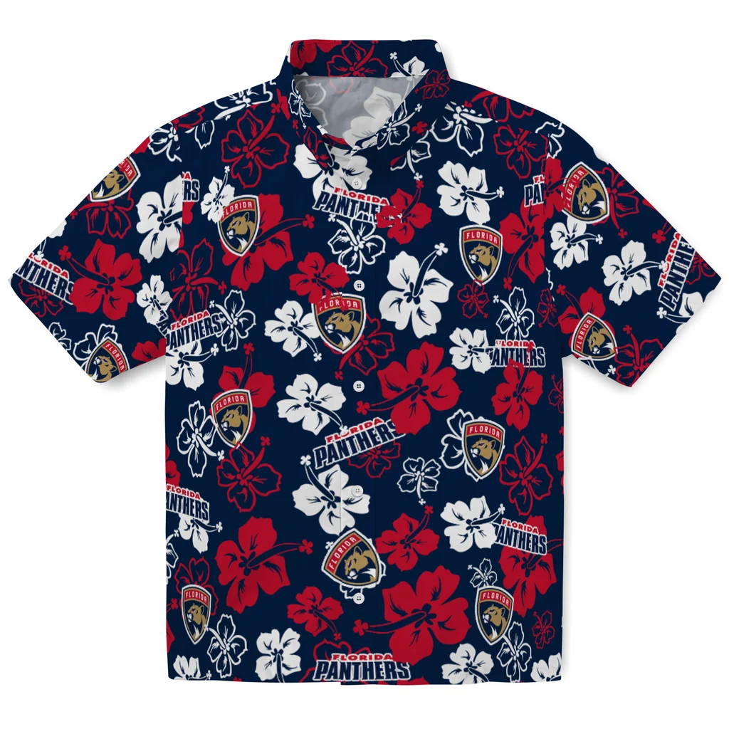 Florida Panthers Hawaiian Shirt - Hibiscus Flower Design florida panthers hibiscus bloom red hawaiian shirts best selling