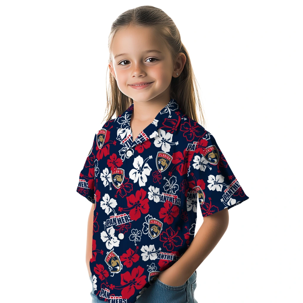 Florida Panthers Hawaiian Shirt - Hibiscus Flower Design florida panthers hibiscus bloom red hawaiian shirts premium grade