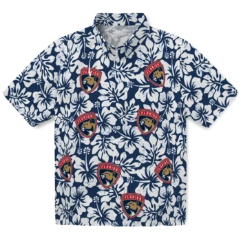 florida panthers hibiscus motif red white hawaiian shirts best selling