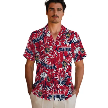 florida panthers hibiscus overlay hawaiian shirts fashion forward