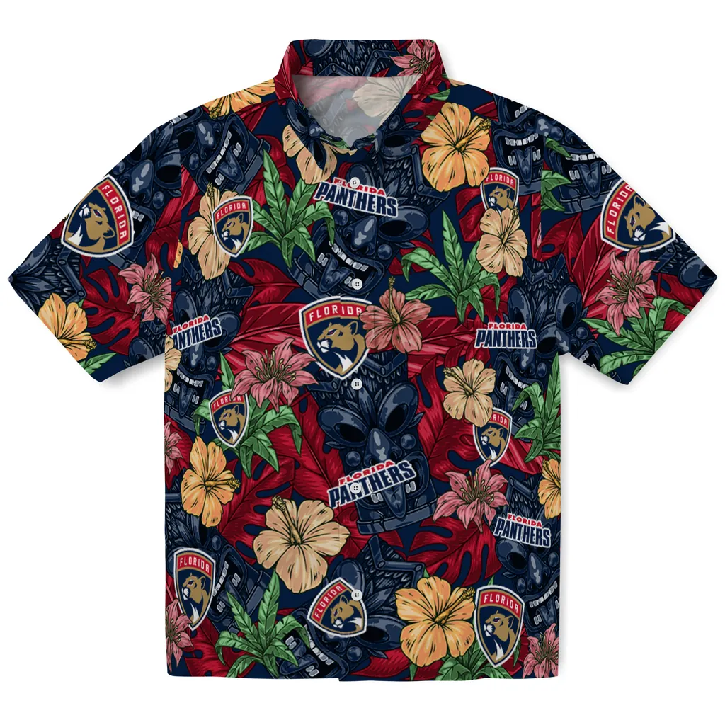 Florida Panthers Hawaiian Shirt - Hibiscus Tiki Jungle florida panthers tiki jungle red hawaiian shirts best selling