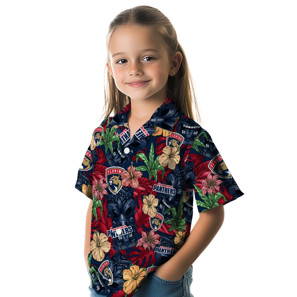 Florida Panthers Hawaiian Shirt - Hibiscus Tiki Jungle florida panthers tiki jungle red hawaiian shirts premium grade