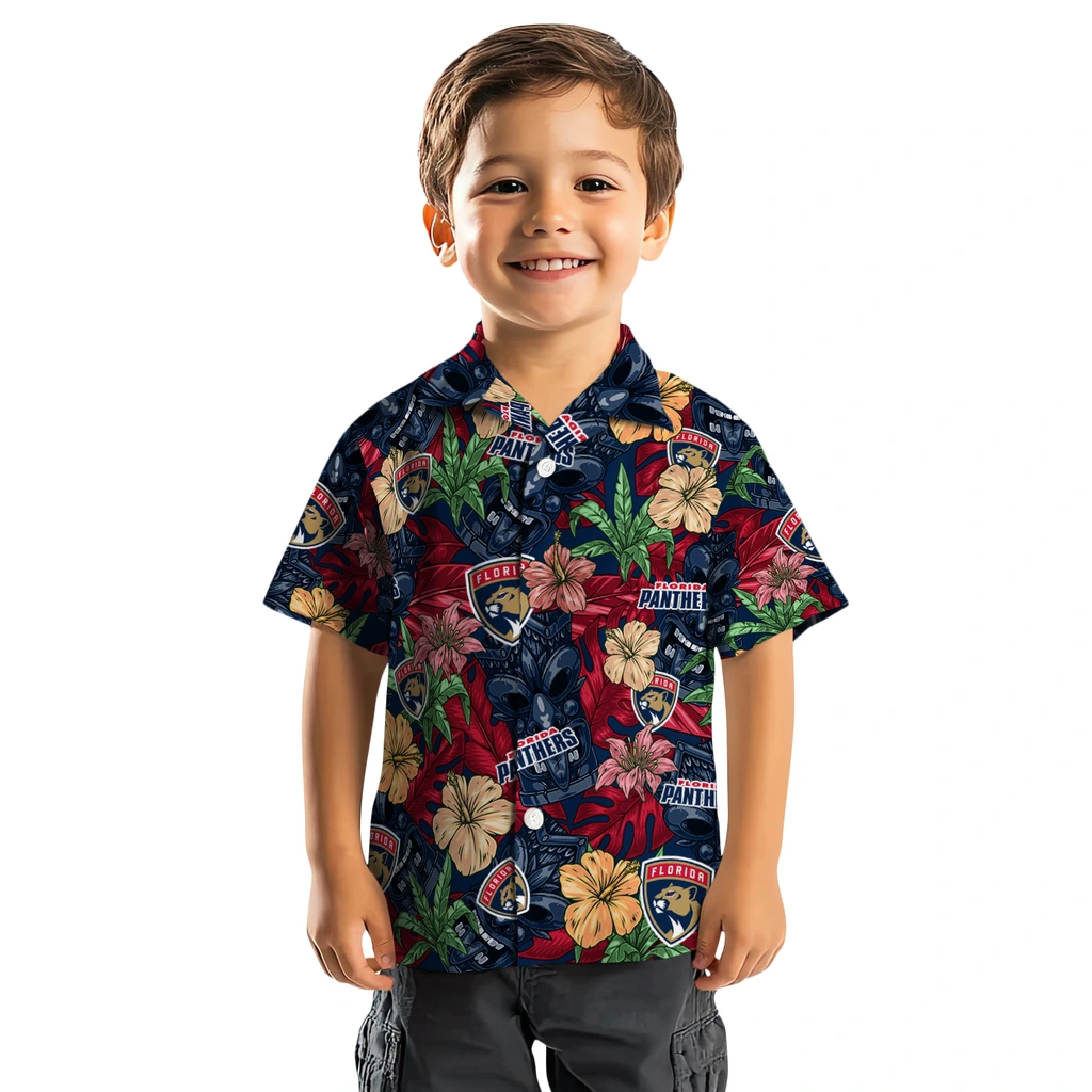 Florida Panthers Hawaiian Shirt - Hibiscus Tiki Jungle florida panthers tiki jungle red hawaiian shirts top rated