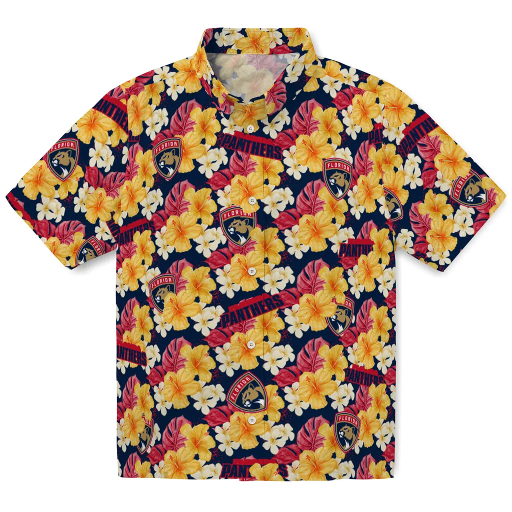 Florida Panthers Hawaiian Shirt - Hibiscus Tropics florida panthers hibiscus tropics red yellow hawaiian shirts best selling