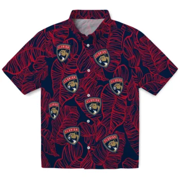 florida panthers leaf outline red hawaiian shirts best selling