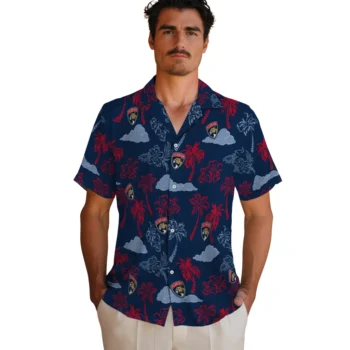 florida panthers palm and clouds red hawaiian shirts fashion forward