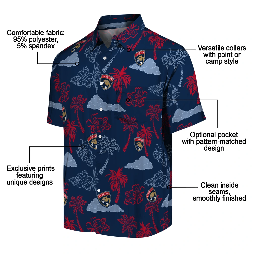 Florida Panthers Hawaiian Shirt - Palm And Clouds florida panthers palm and clouds red hawaiian shirts new arrival