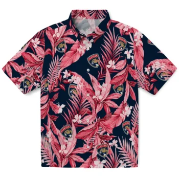florida panthers palm leaves red hawaiian shirts best selling