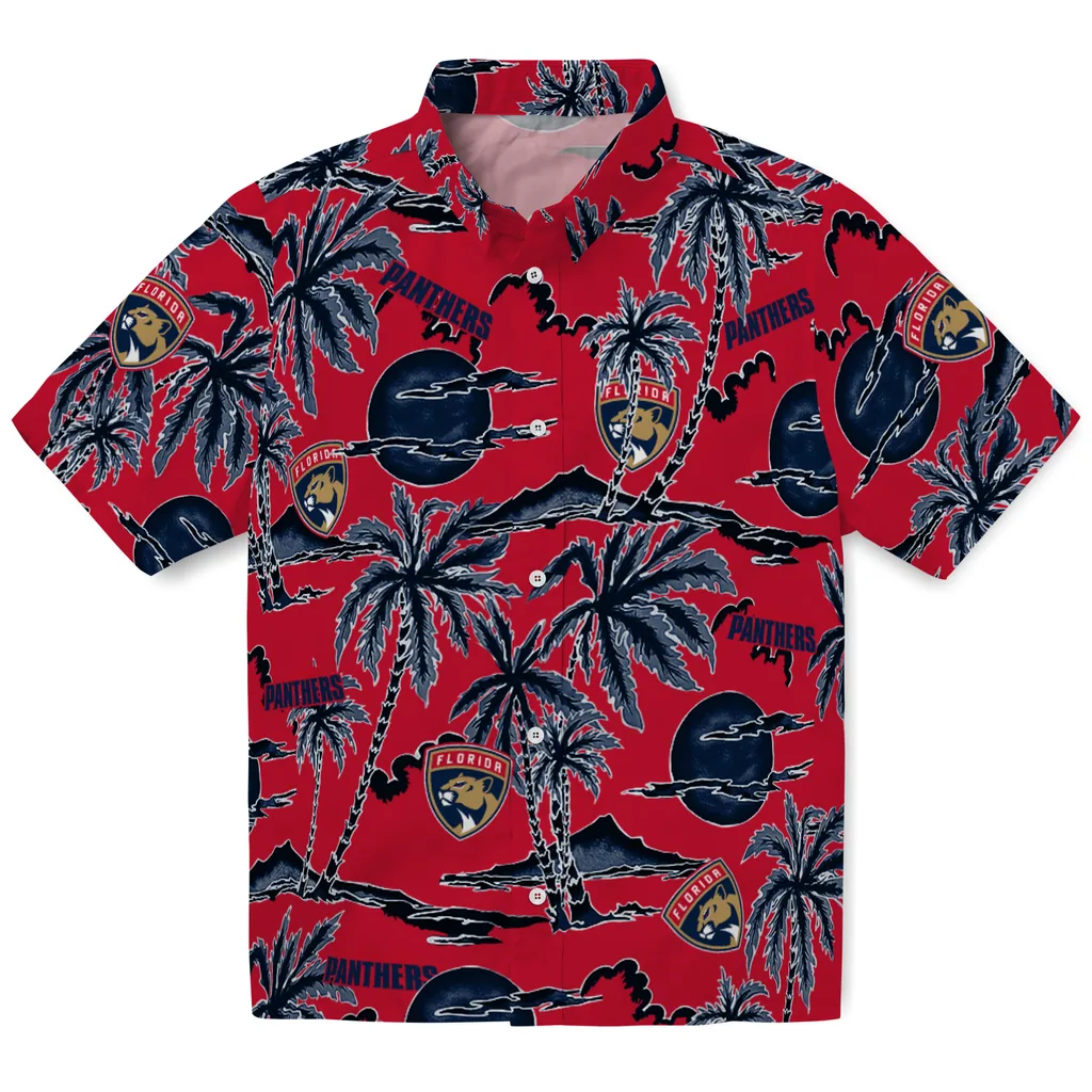 Florida Panthers Hawaiian Shirt - Palm Sunset florida panthers palm sunset hawaiian shirts best selling