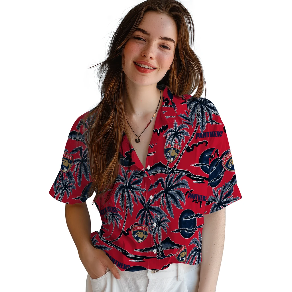 Florida Panthers Hawaiian Shirt - Palm Sunset florida panthers palm sunset hawaiian shirts latest model