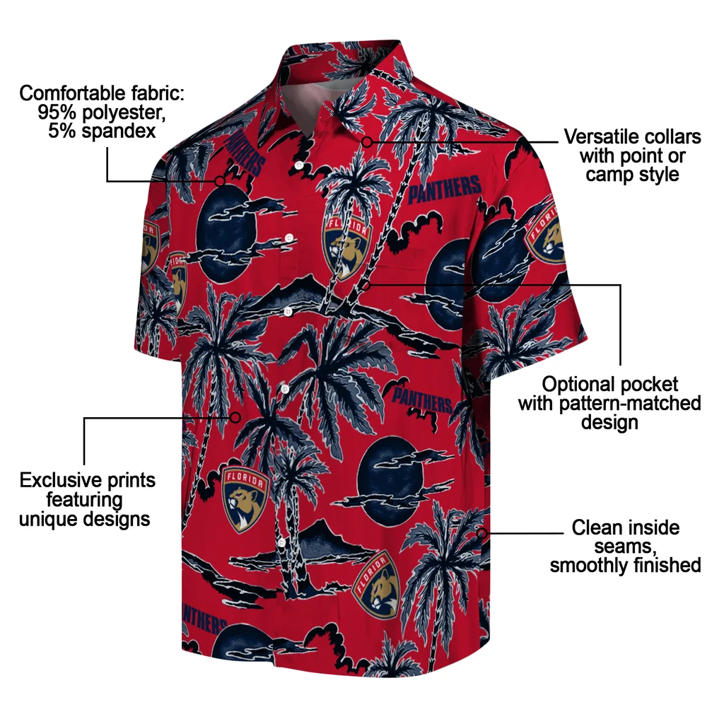 Florida Panthers Hawaiian Shirt - Palm Sunset florida panthers palm sunset hawaiian shirts new arrival