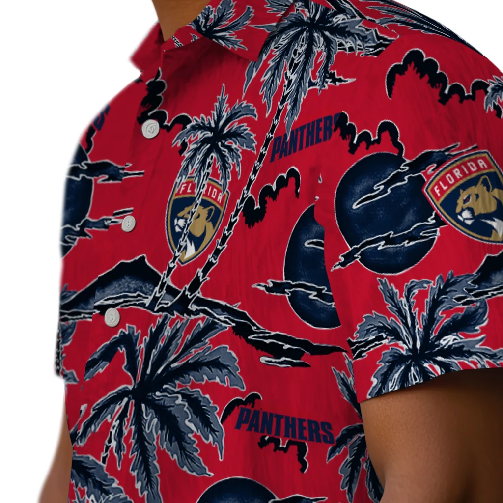 Florida Panthers Hawaiian Shirt - Palm Sunset florida panthers palm sunset hawaiian shirts trendy
