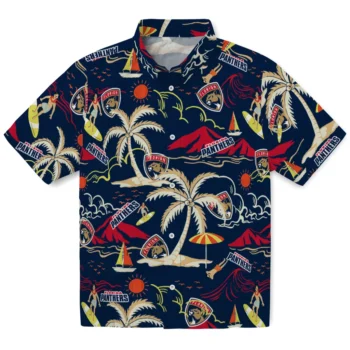 florida panthers palm tree island red hawaiian shirts best selling