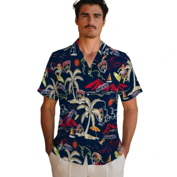 florida panthers palm tree island red hawaiian shirts fashion forward