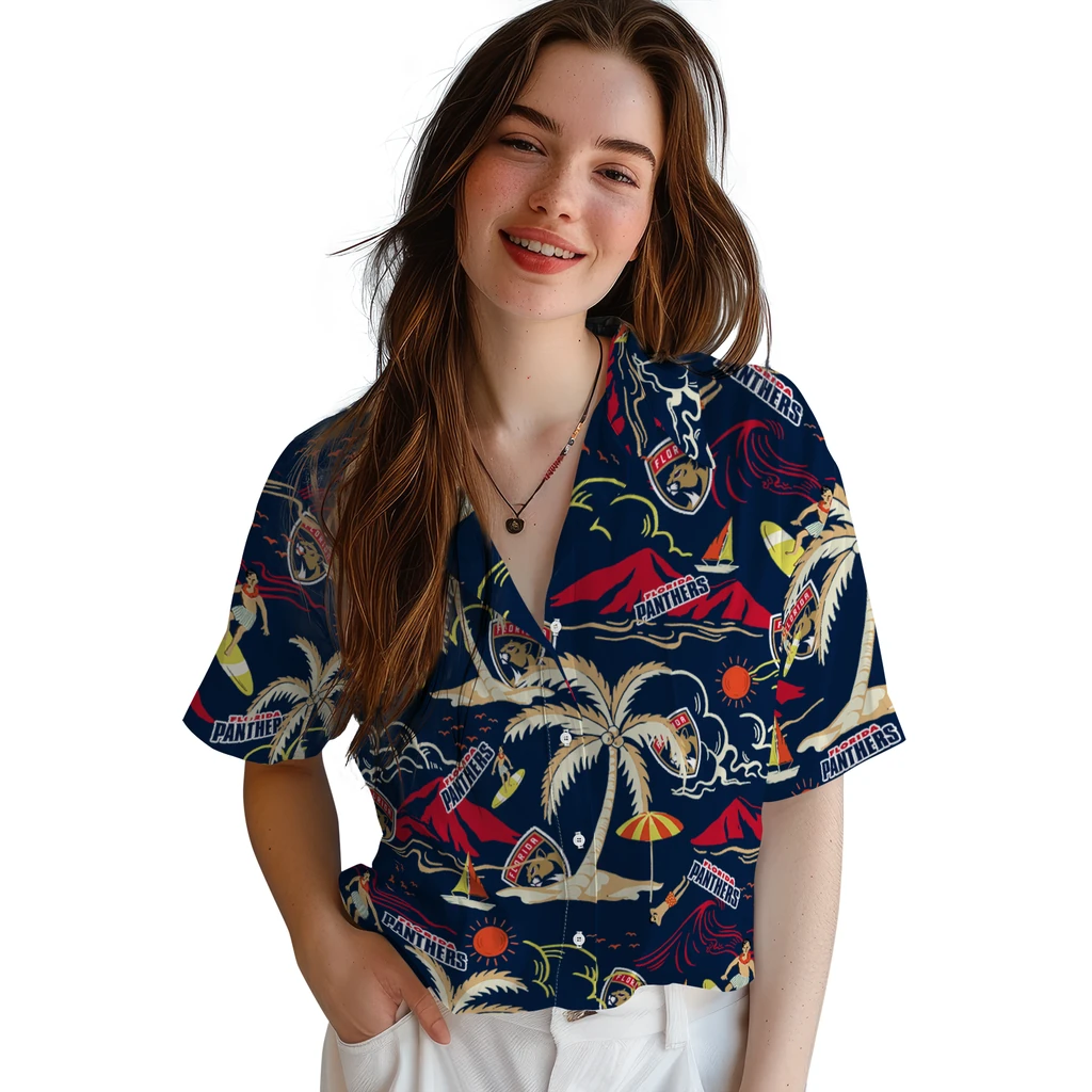 Florida Panthers Hawaiian Shirt - Palm Tree Island florida panthers palm tree island red hawaiian shirts latest model