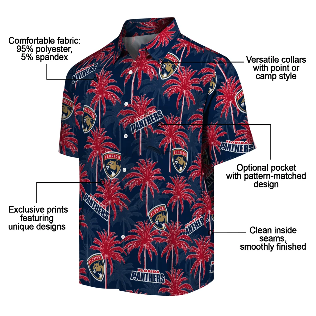 Florida Panthers Hawaiian Shirt - Palm Tree Motif florida panthers palm grove red hawaiian shirts new arrival
