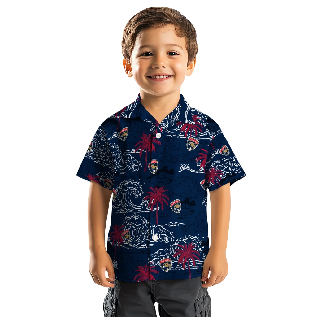 Florida Panthers Hawaiian Shirt - Wave Palm florida panthers wave palm red hawaiian shirts top rated