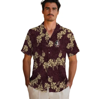 florida state seminoles hibiscus petals garnet hawaiian shirts fashion forward