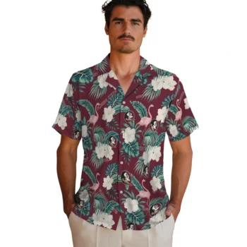 florida state seminoles flamingo palms garnet hawaiian shirts fashion forward