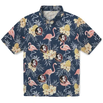 florida state seminoles flamingo hibiscus navy hawaiian shirts best selling