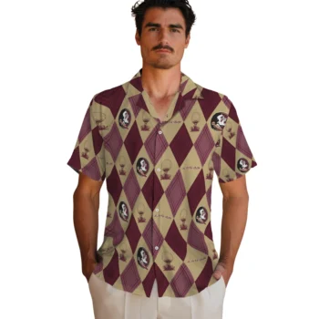 florida state seminoles balloon plaid garnet hawaiian shirts fashion forward