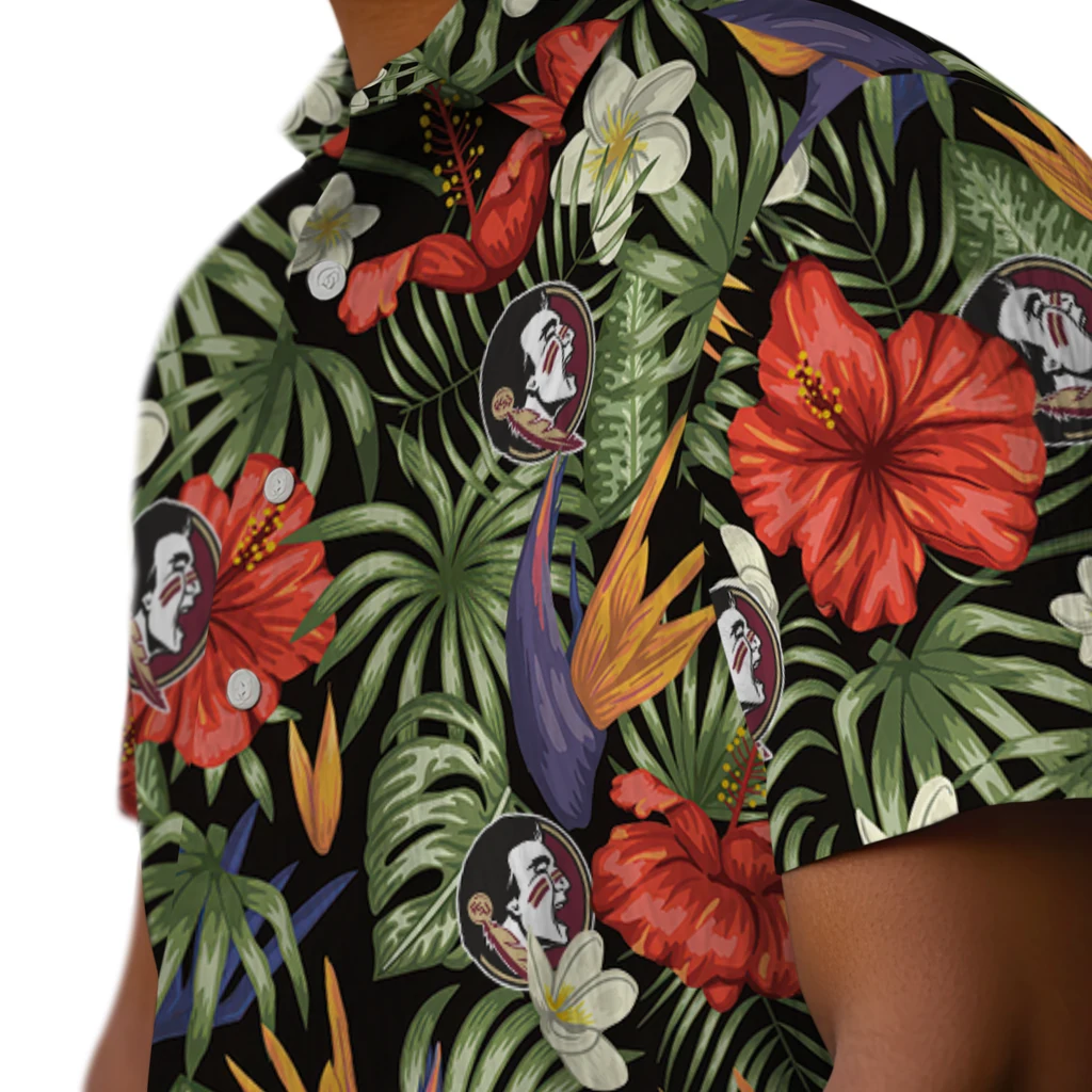 Florida State Seminoles Hawaiian Shirt - Hawaii Floral Hibiscus florida state seminoles hibiscus bird hawaiian shirts trendy