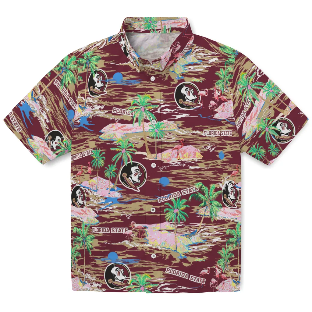 Florida State Seminoles Hawaiian Shirt - Hawaii Island florida state seminoles flamingo retreat garnet hawaiian shirts best selling