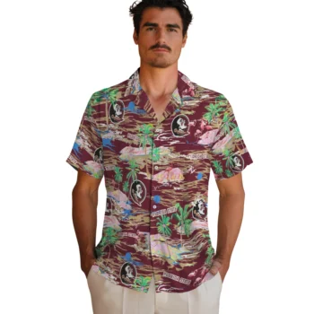 florida state seminoles flamingo retreat garnet hawaiian shirts fashion forward